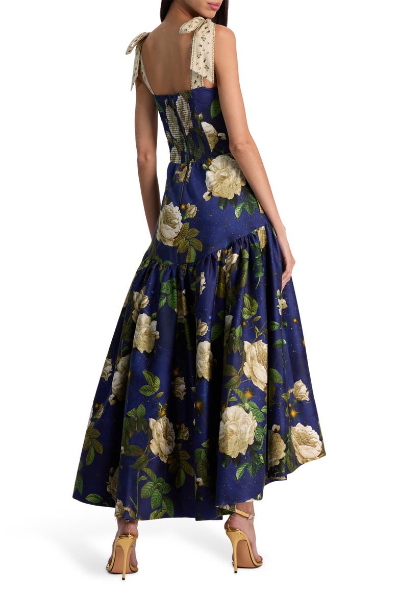 Rosalee Tie Strap Corset Stretch Cotton High-Low Dress, Alternate, color, TWILIGHT EDEN