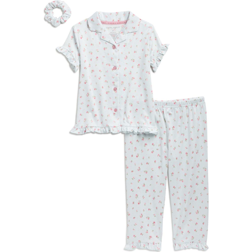 Laura Ashley Velour Two-piece Pajamas & Scrunchie Set In Gold