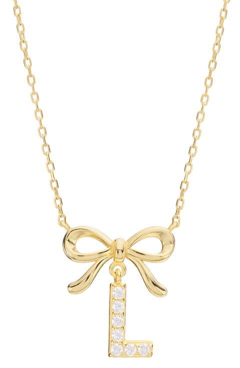 Cubic Zirconia Bow Initial Pendant Necklace