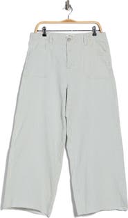 Kensie High Waist Raw Hem Crop Wide Leg Jeans