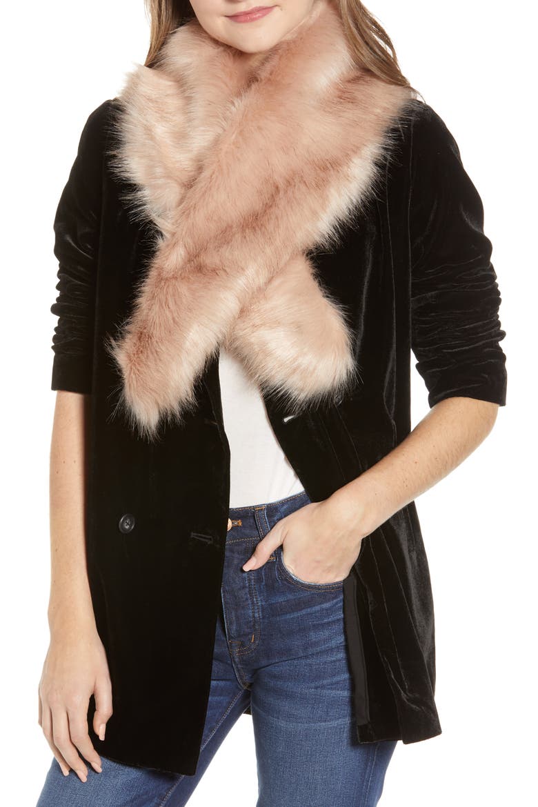 Faux Fur Stole, Main, color, BLUSH