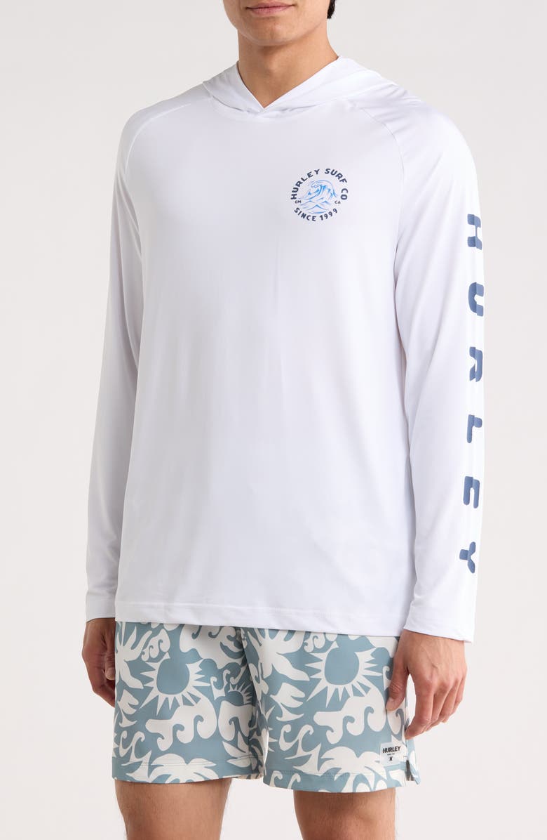Hurley Logo Hooded Sunshirt, Main, color, White