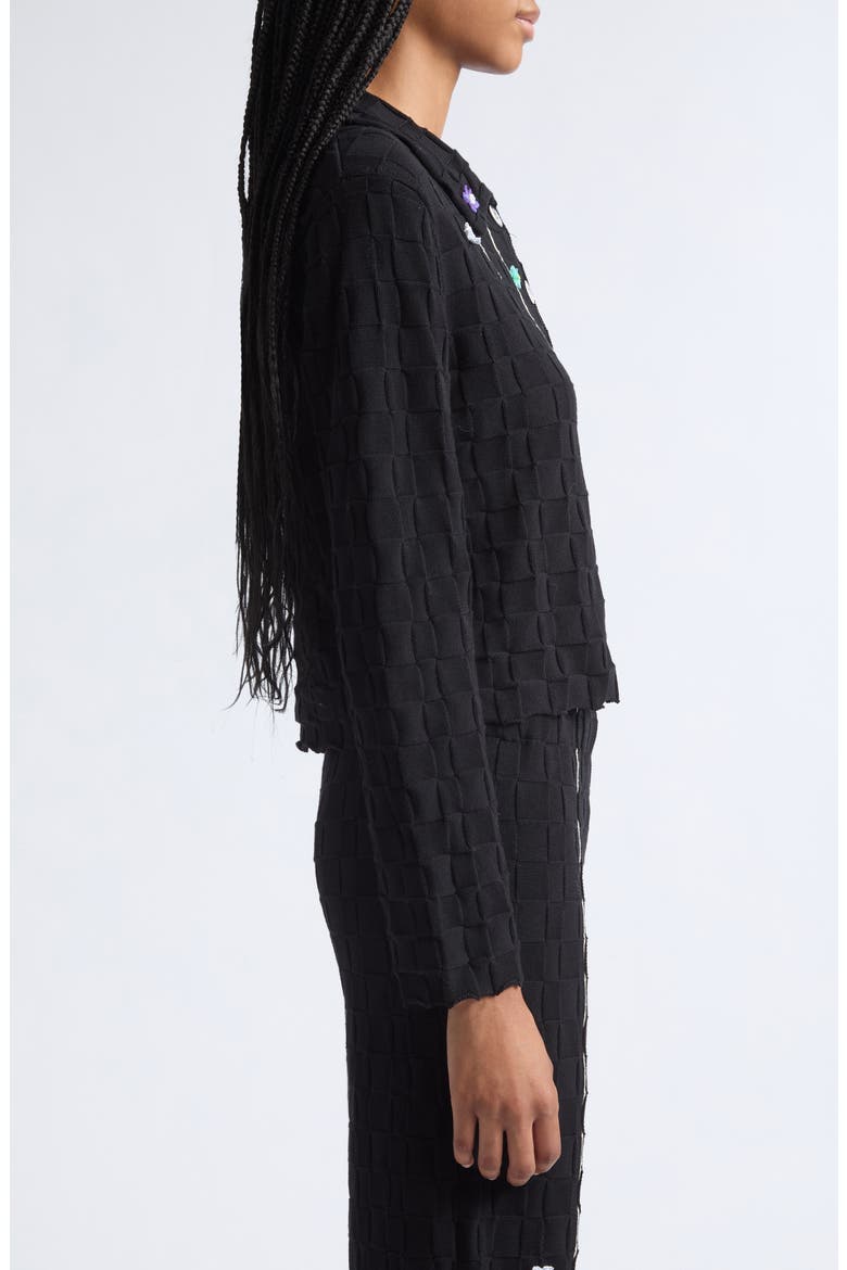 Floral Check Organic Cotton Shrunken Jacket, Alternate, color, BLACK
