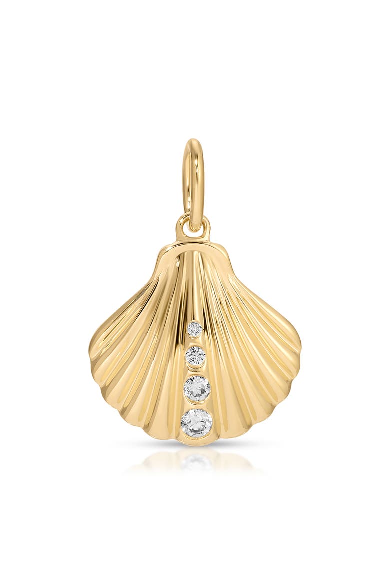 Diamond Shell Pendant, Main, color, 14K YELLOW GOLD / DIAMOND