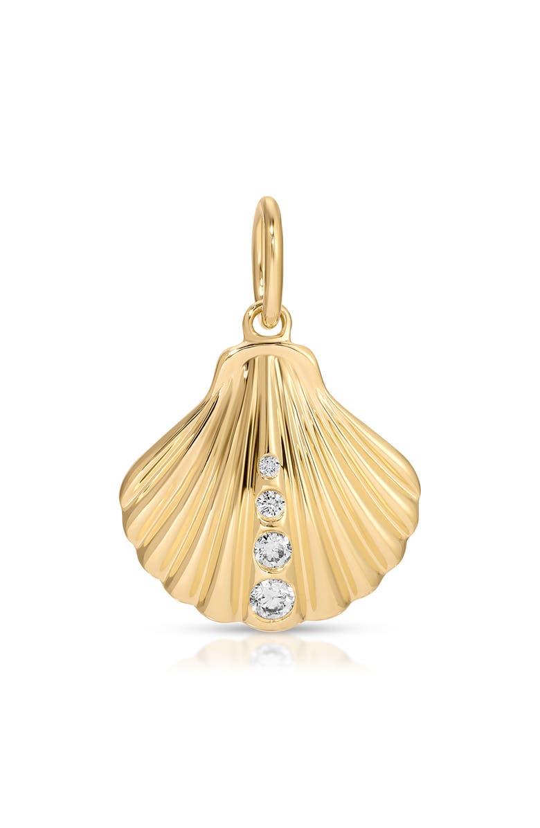 EF Collection Diamond Shell Pendant, Main, color, 14K Yellow Gold / Diamond