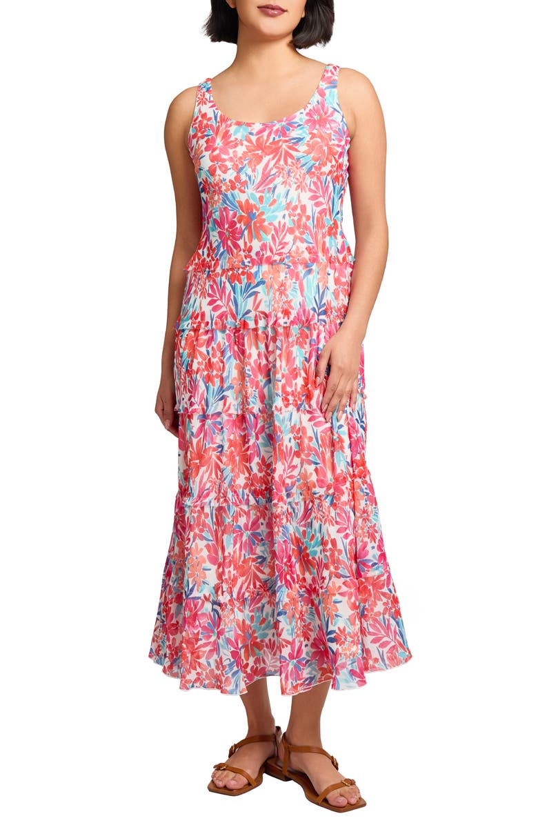 Jones New York Print Sleeveless Tiered Maxi Dress, Main, color, 