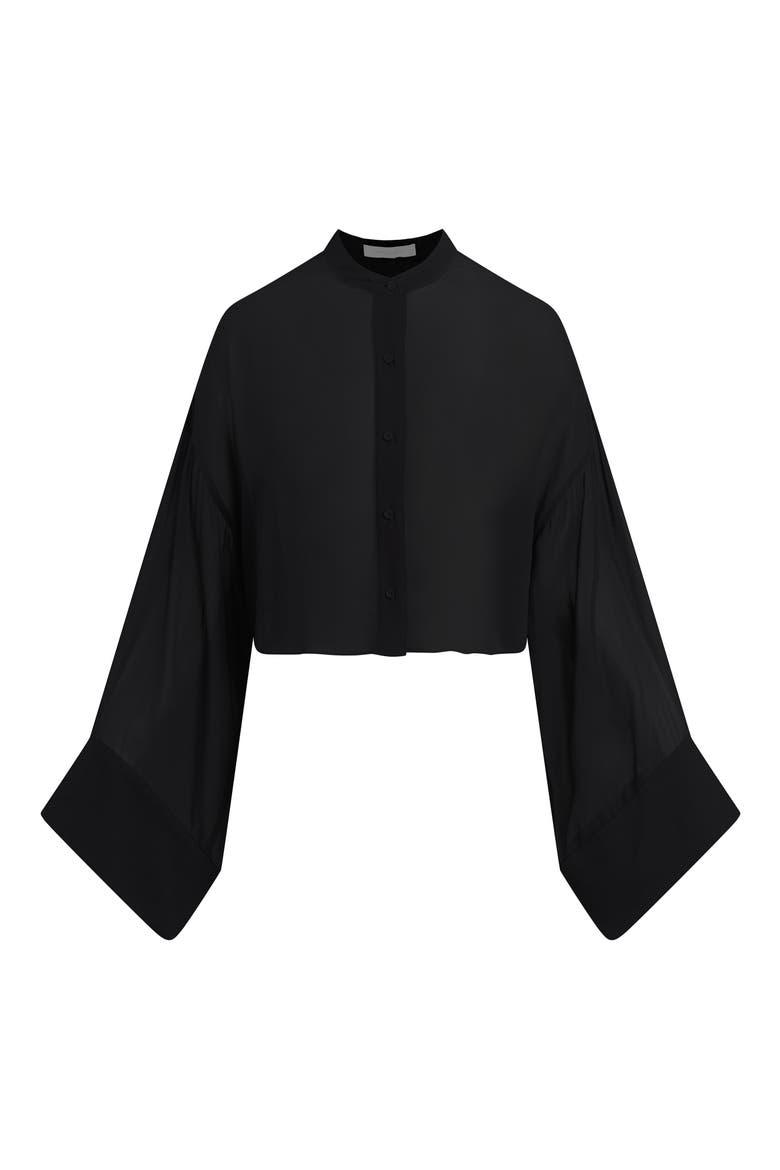The Belle of the Ball Sheer Button-Up Shirt, Alternate, color, BLACK