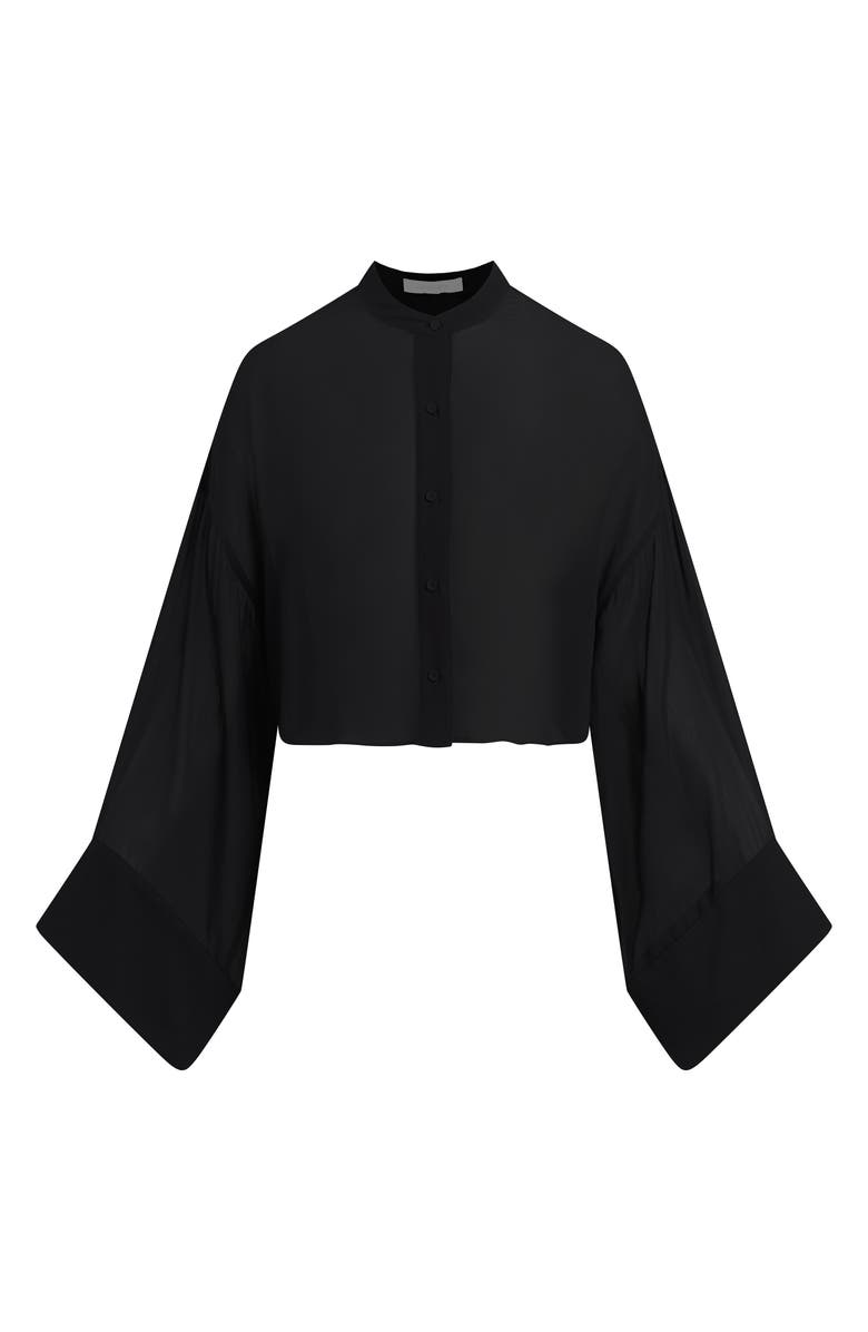 Favorite Daughter The Belle of the Ball Sheer Button-Up Shirt, Alternate, color, Black