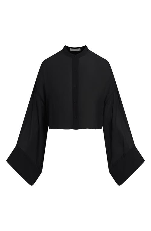 Favorite Daughter The Belle Of The Ball Sheer Button-up Shirt In Black
