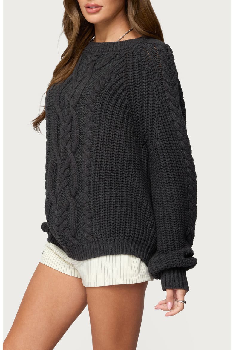 Lira Chunky Cable Stitch Sweater, Alternate, color, DARK-GRAY-MELANGE