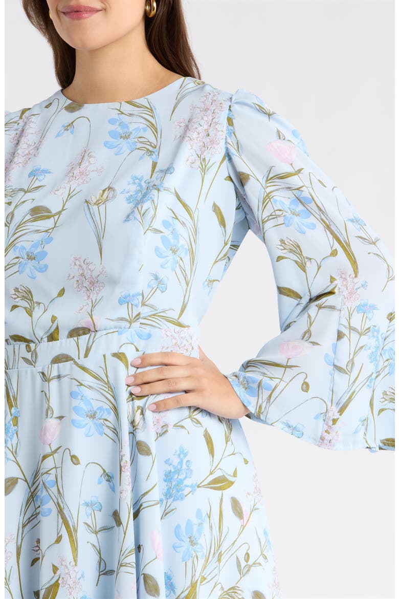 Leida Yara Floral Flare Minidress, Alternate, color, BABY-BLUE