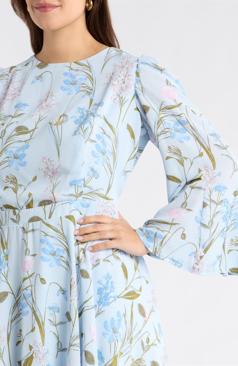 SUGARLIPS Leida Yara Floral Flare Minidress, Alternate, color, Baby-Blue