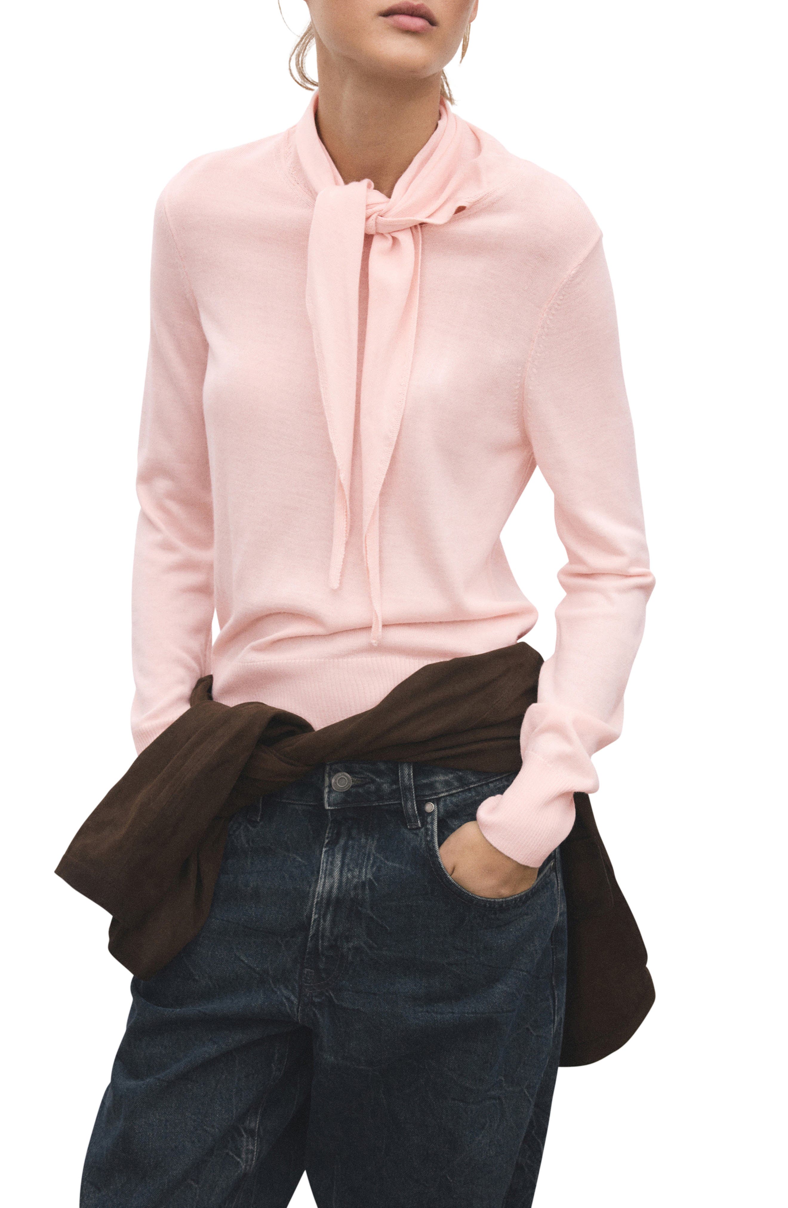 MANGO Knotted Turtleneck Sweater