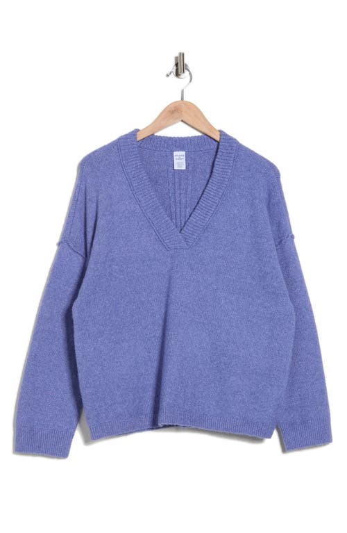 Melrose And Market Rib Trim V-neck Sweater In Blue