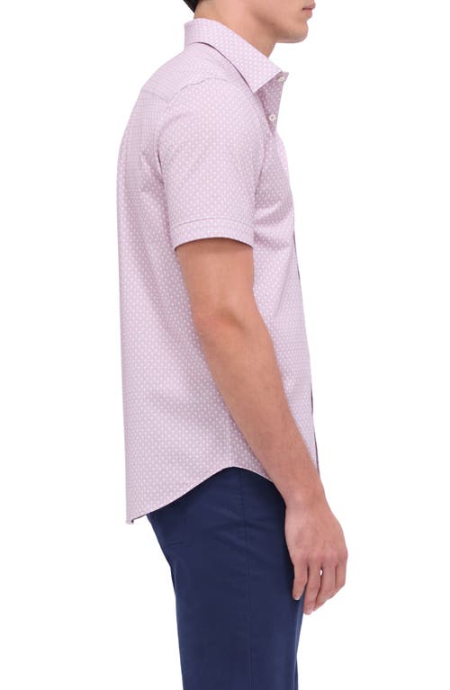 Bugatchi Miles Ooohcotton® Palm Print Short Sleeve Button-up Shirt In Dusty Rose