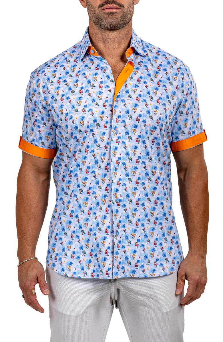 Maceoo Galileo Marthy Short Sleeve Button-Up Shirt, Alternate, color, 