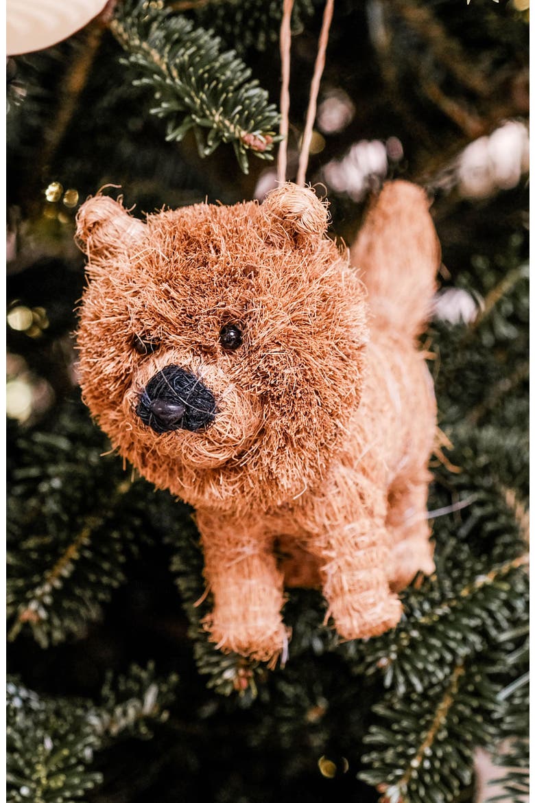 Chow Chow Handwoven Ornament, Alternate, color, BROWN