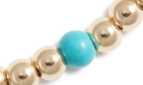 Nashelle Turquoise Stone & Bead Stretch Bracelet In Brown