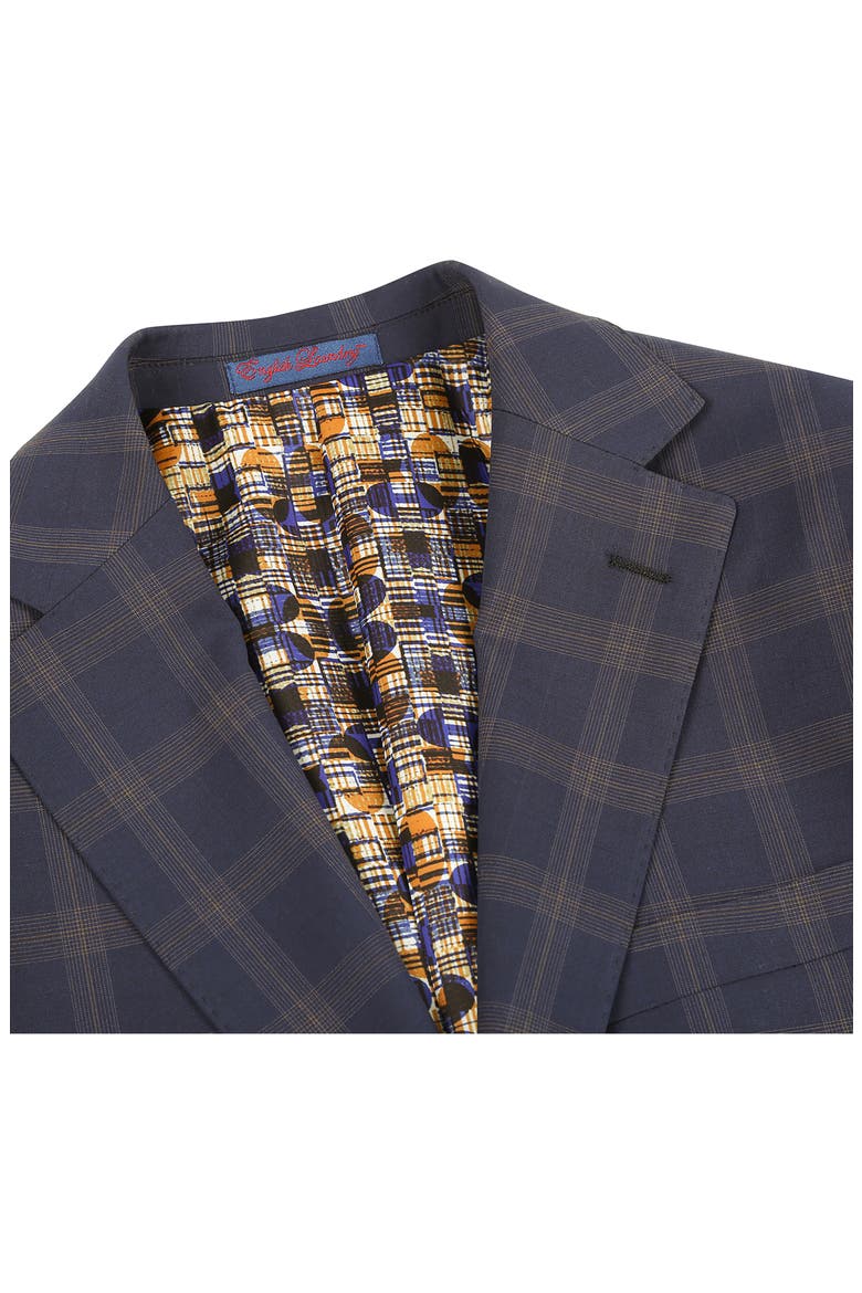 Plaid Trim Fit Notch Lapel Two-Piece Suit, Alternate, color, NAVY
