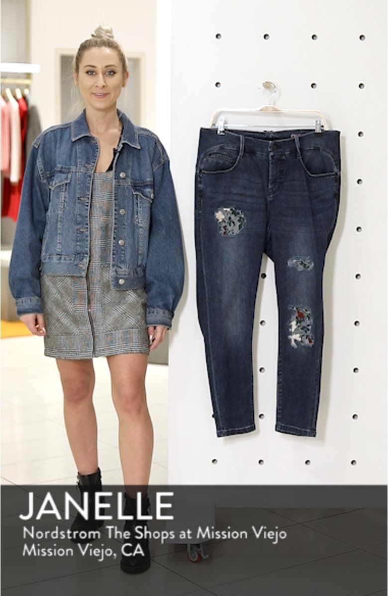 Floral Patch Ankle Skinny Jeans, sales video thumbnail