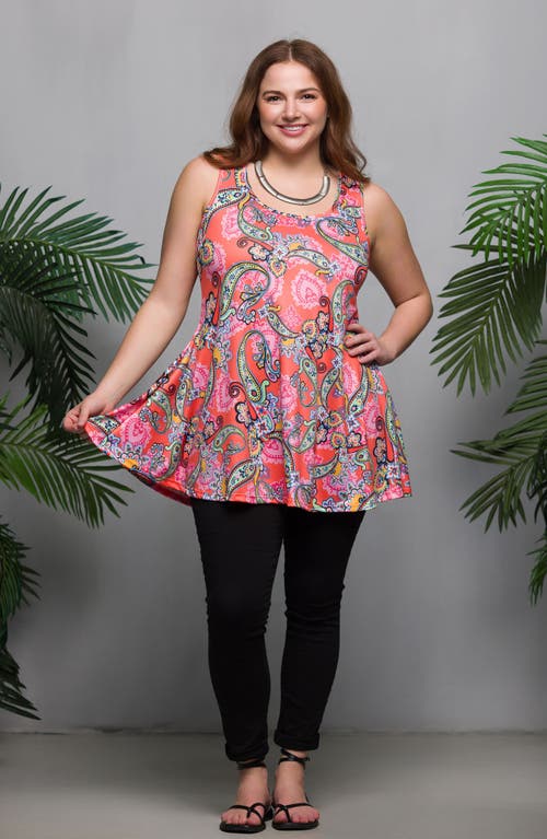 24SEVEN COMFORT APPAREL 24SEVEN COMFORT APPAREL PAISLEY SCOOP NECK SWING TANK TOP 