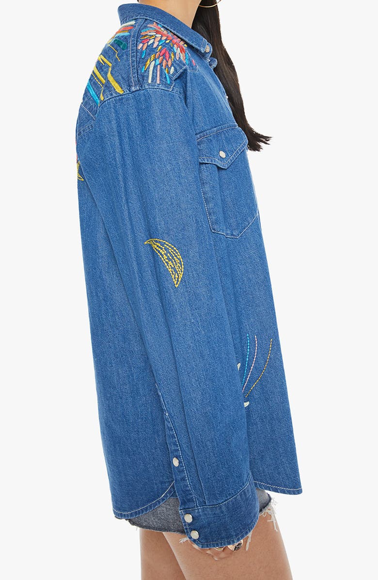 MOTHER The Exes & Ohs Embroidered Denim Western Shirt, Alternate, color,