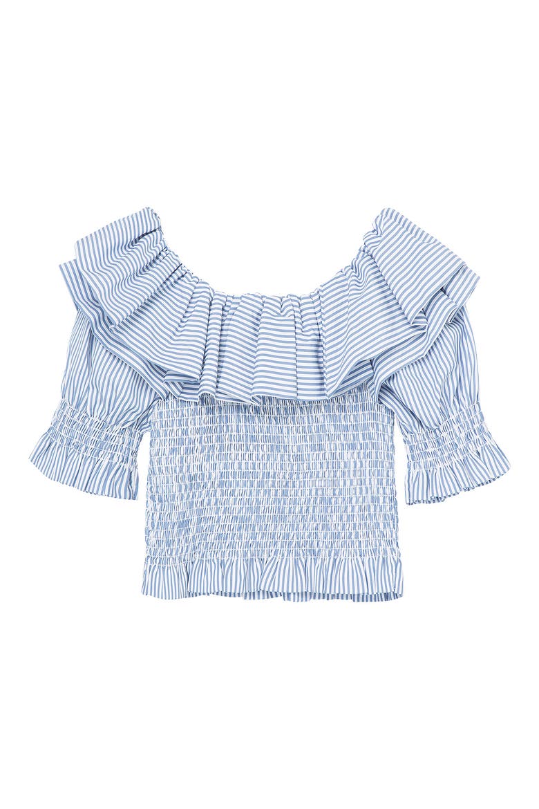 Kids' Smocked Ruffle Detail Top, Main, color, STRIPE