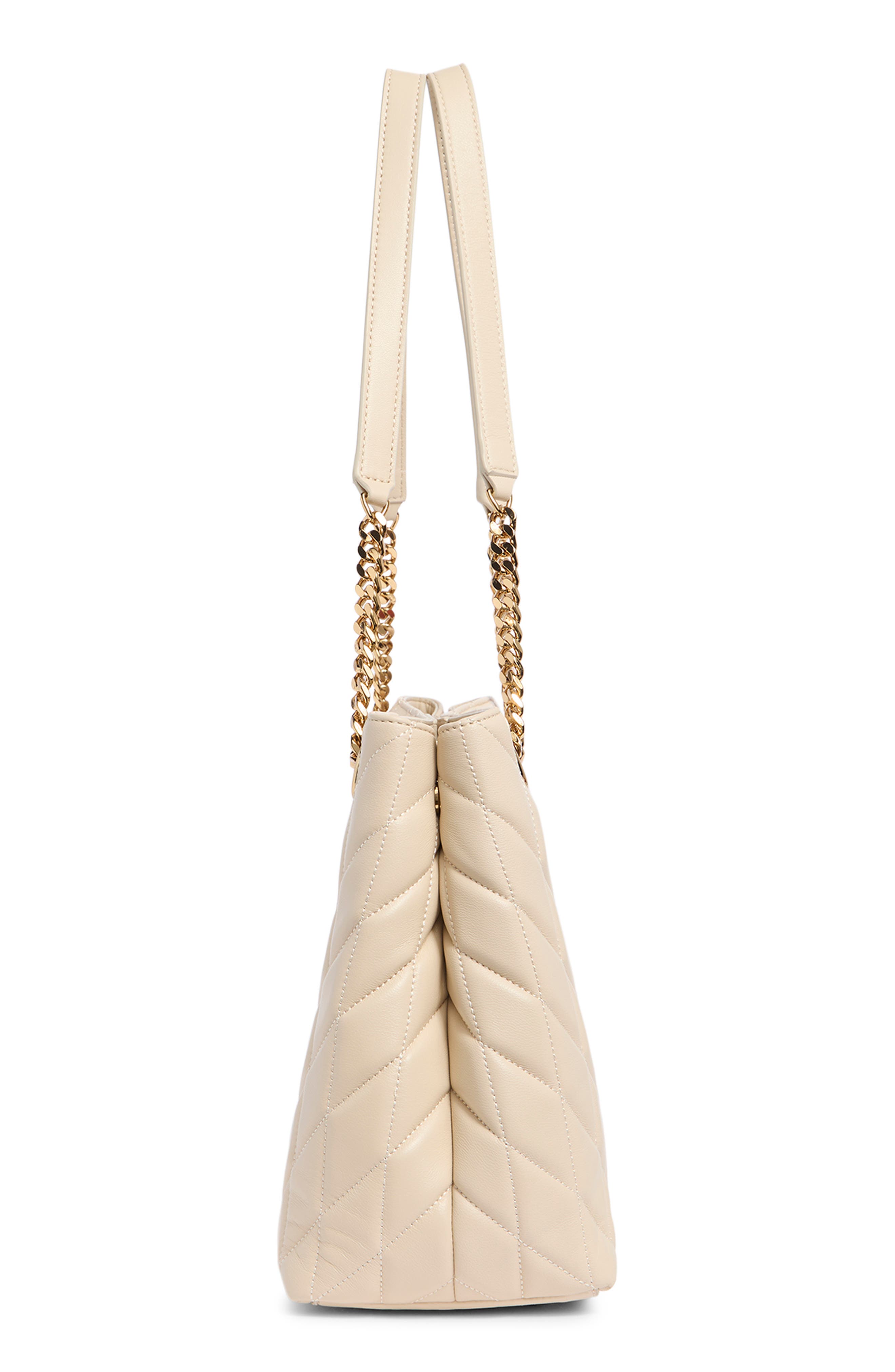 Quilted Leather Tote, Alternate, color, BRIE