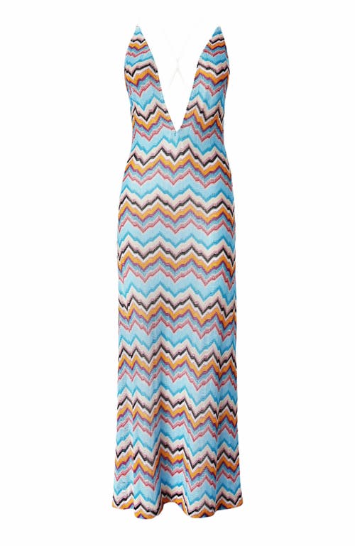 Missoni Long Cover-up With Open Back And Zig Zag Pattern In Blue