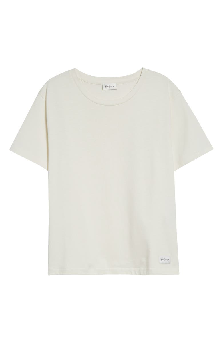 Saint Laurent Classic Logo Patch Cotton & Modal T-Shirt, Main, color, 