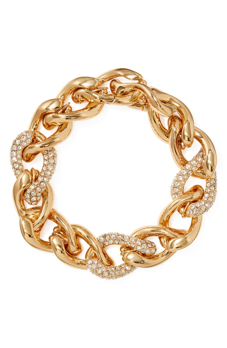 Tory Burch Wishbone Pavé Link Bracelet, Main, color, 