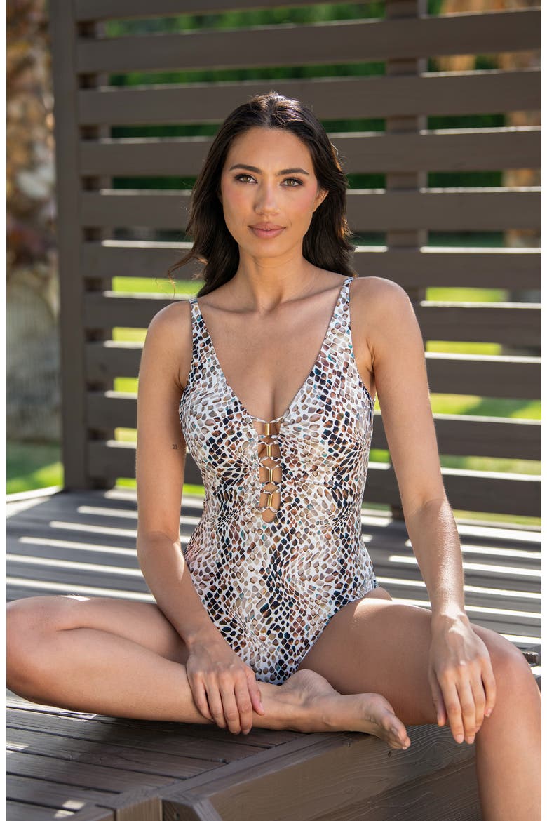 Wild Whispers One-Piece Swimsuit, Alternate, color, TAUPE