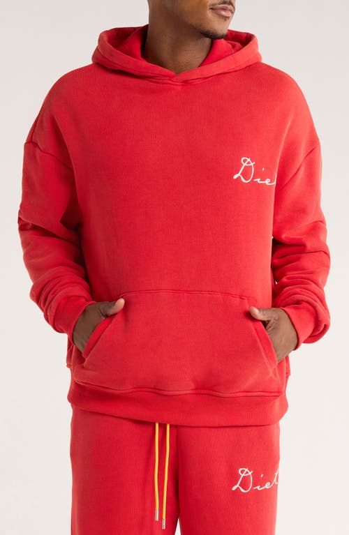 DIET STARTS MONDAY Chainstitch Cotton Hoodie in Red  product