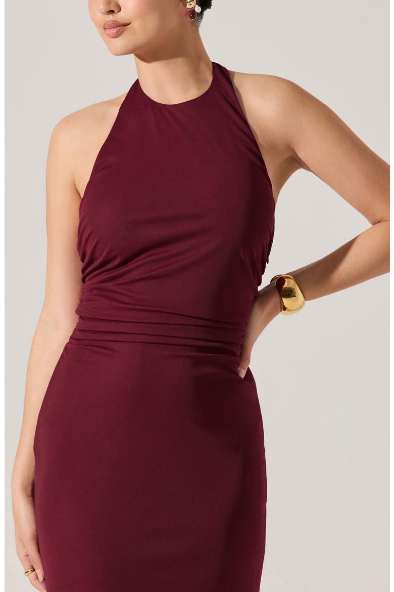 Zaira Halter Midi Dress, Alternate, color, WINE