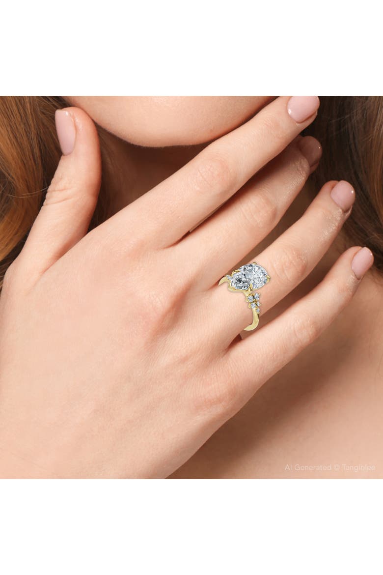 Certified 3 1/3Ct Pear Diamond Engagement Ring 14k Gold or Platinum Lab Grown, Alternate, color, 14k Yellow Gold