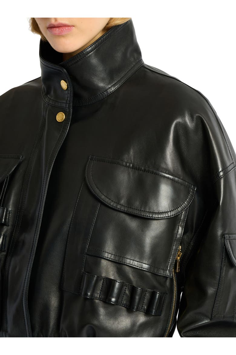 Lambskin bomber jacket, Alternate, color, black