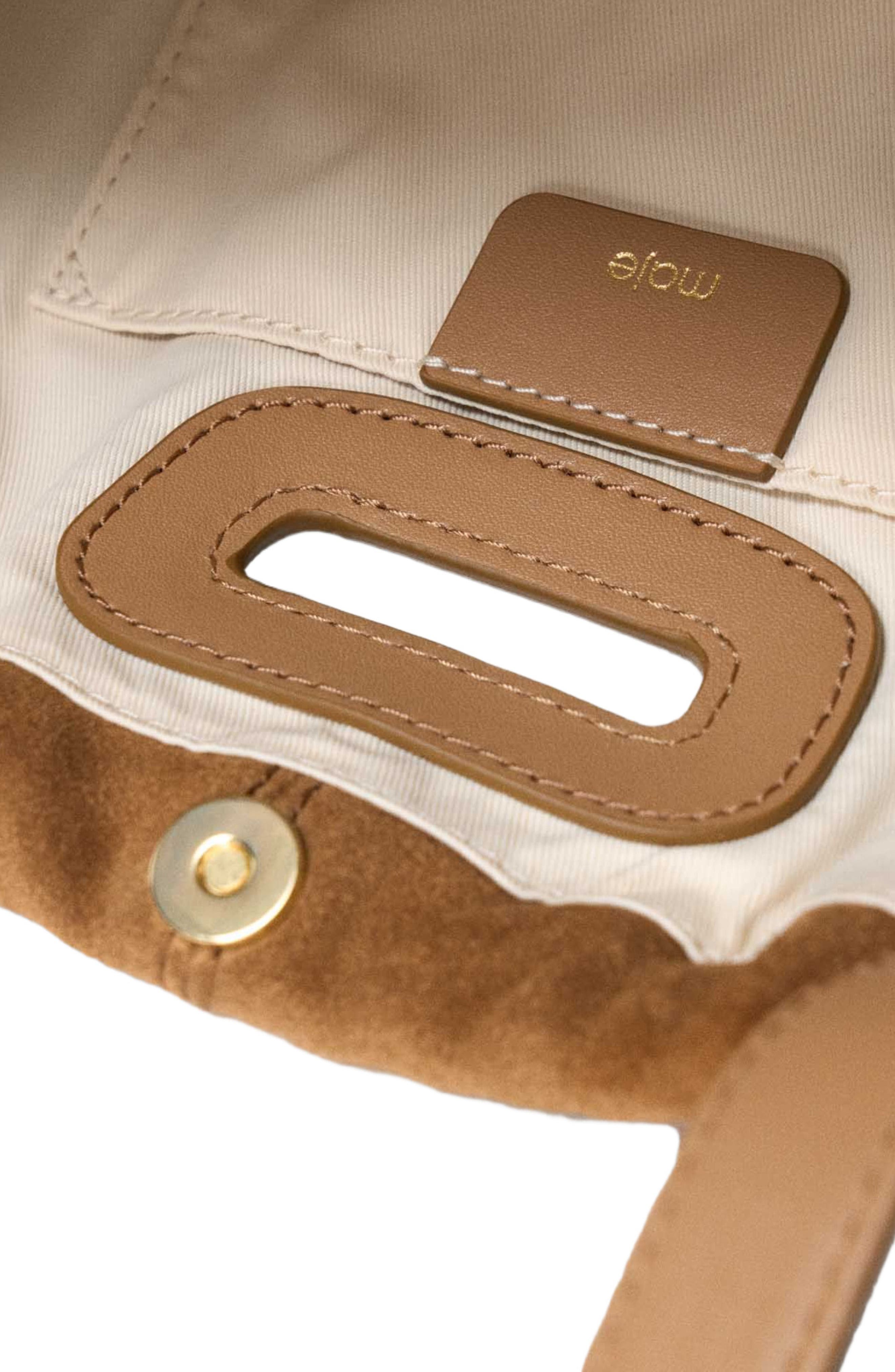 maje Suede Milpli Gazette bag, Alternate, color, Camel