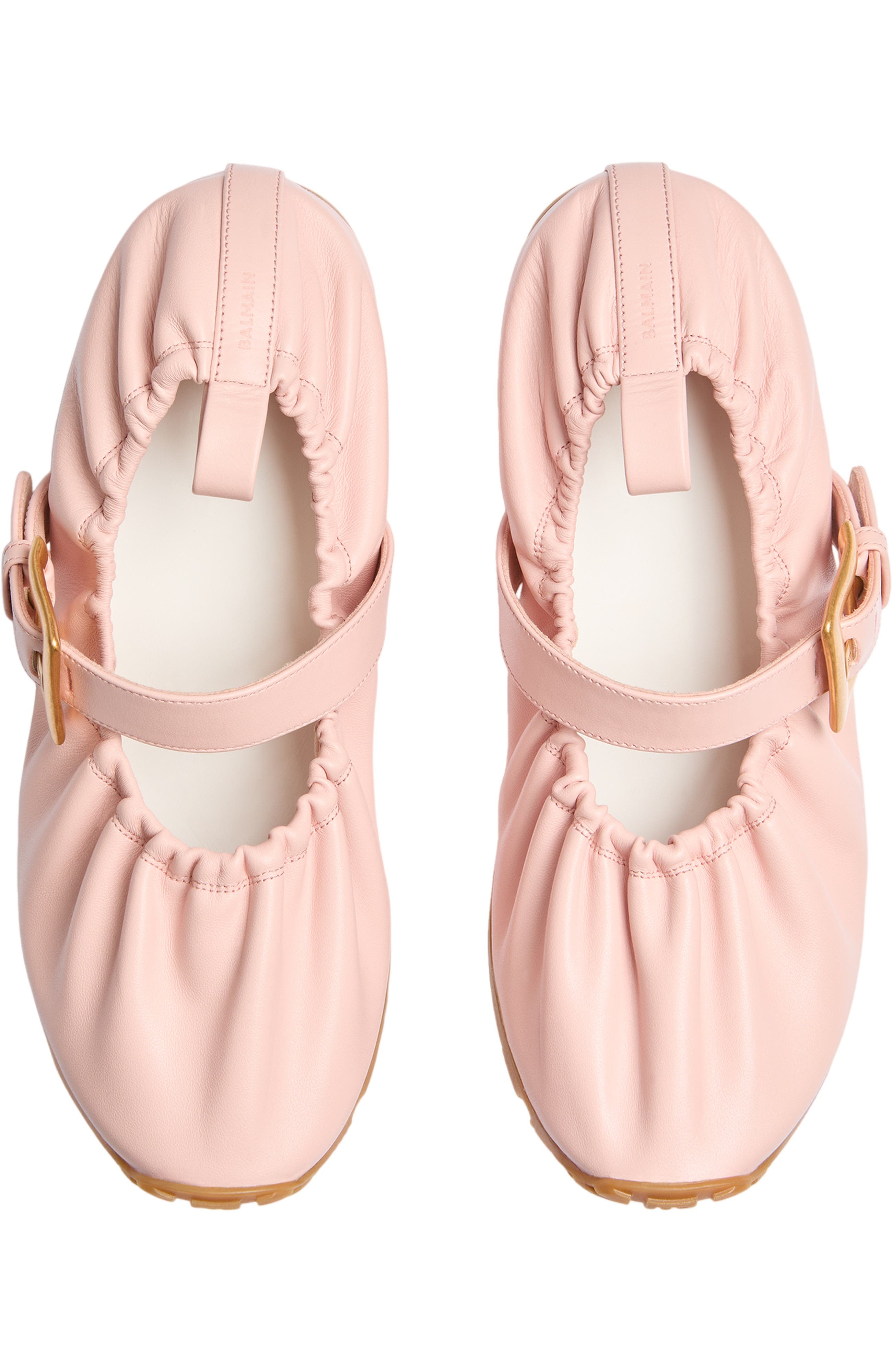 Balmain Anthem smooth leather ballet flats, Alternate, color, Pink