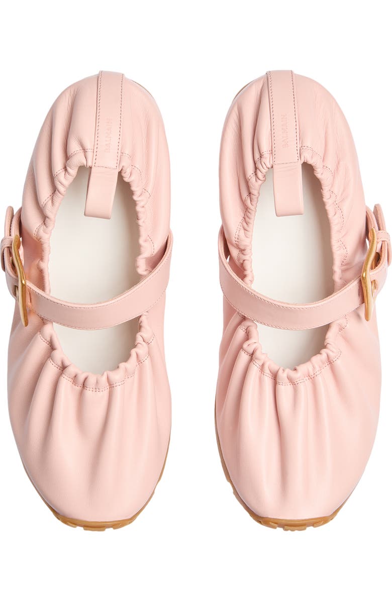 Balmain Anthem smooth leather ballet flats, Alternate, color, Pink