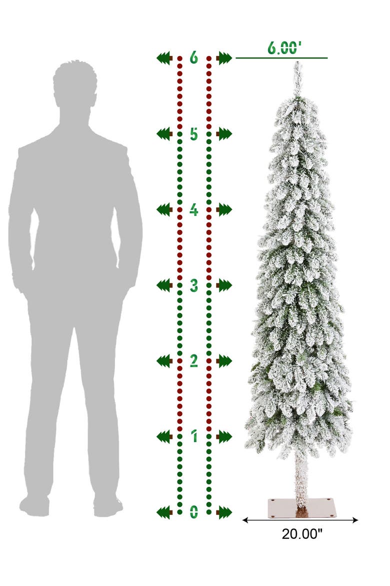 Pre-Lit Flocked Artificial Christmas Tree with Warm White/Multi-color Lights, Alternate, color, Green