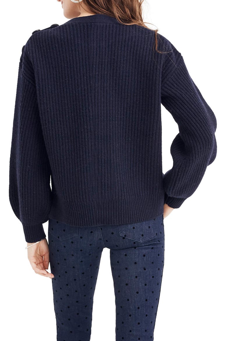 Boat Neck Button Shoulder Sweater, Alternate, color, NAVY