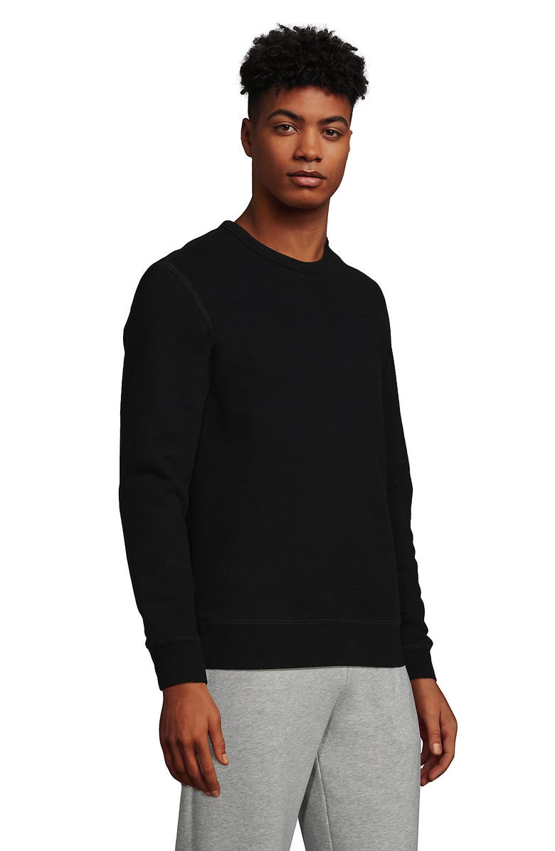 Lands' End Long Sleeve Serious Sweats Crewneck Sweatshirt, Alternate, color, Black
