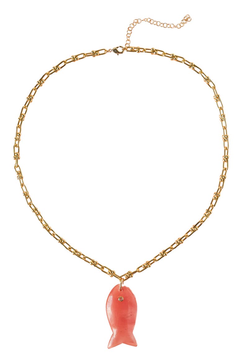 Pisces Pendant Necklace, Main, color, PINK/ GOLD