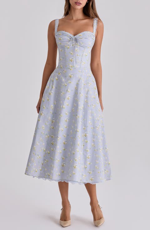 Rosalee Floral Stretch Cotton Petticoat Dress