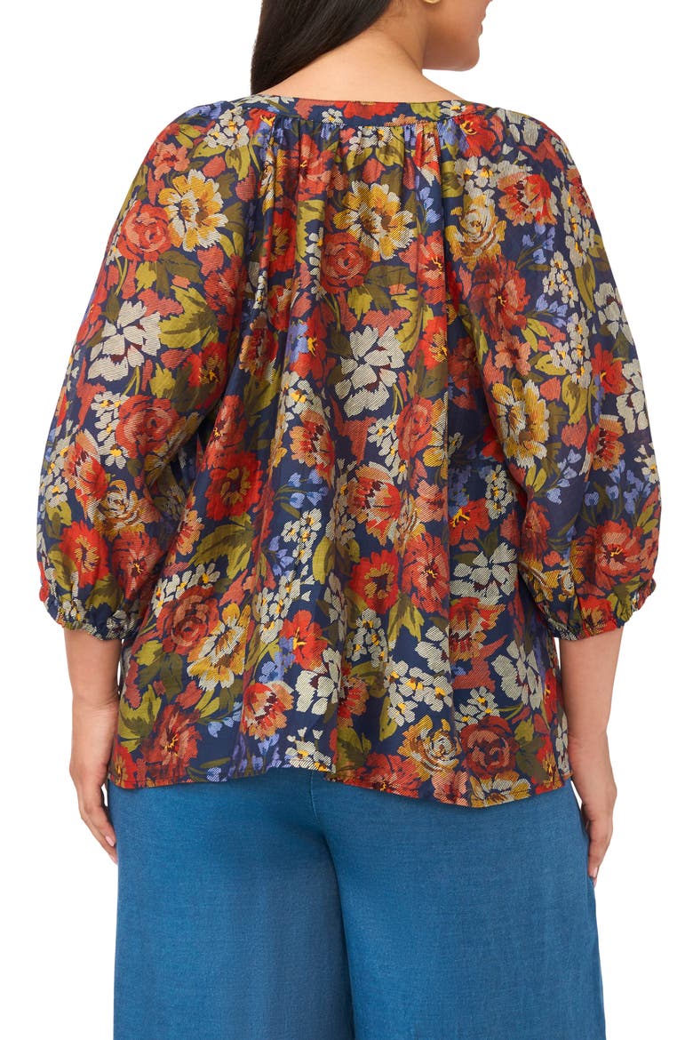 Floral Raglan Sleeve Button Down Shirt, Alternate, color, CLASSIC NAVY