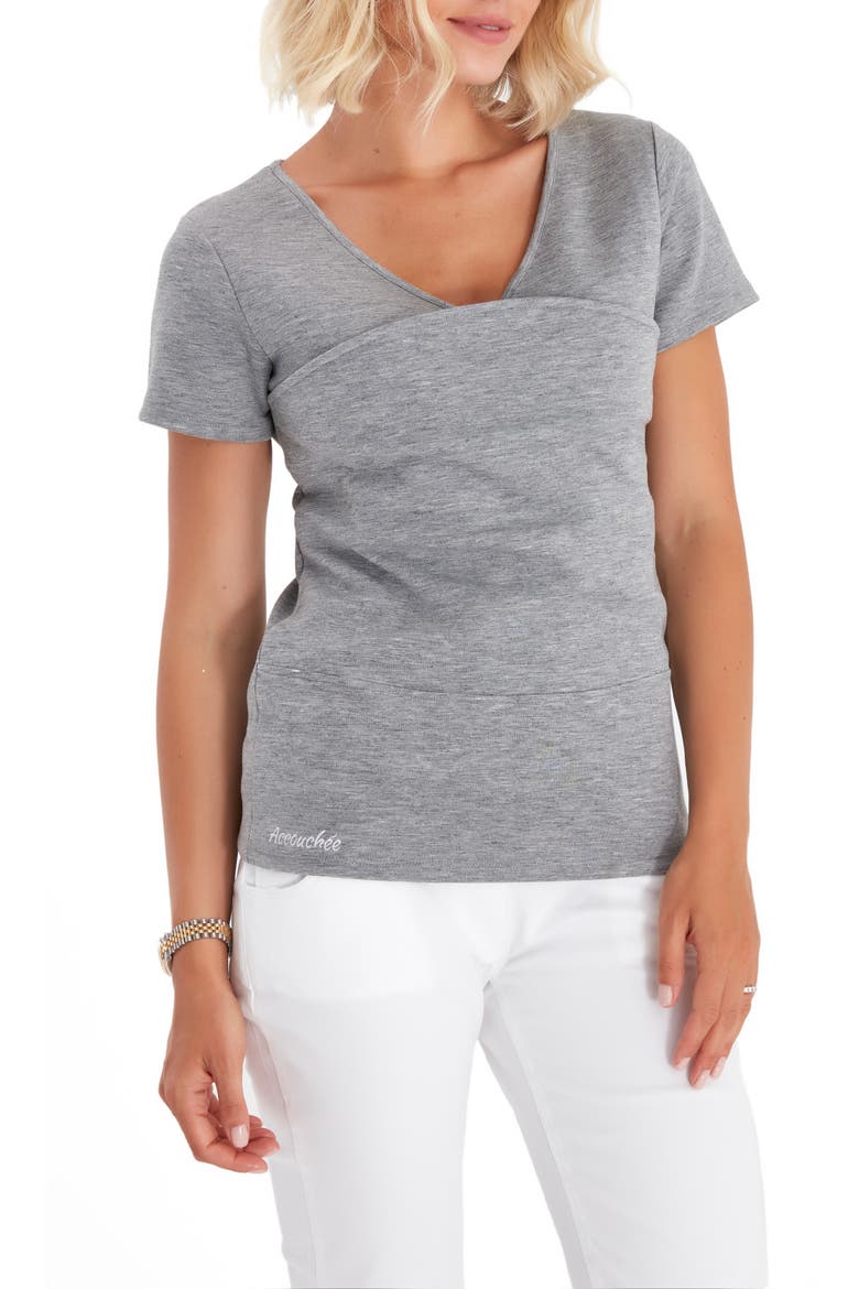 Hands Free Baby Carrier Maternity/Nursing Top, Main, color, GRAY