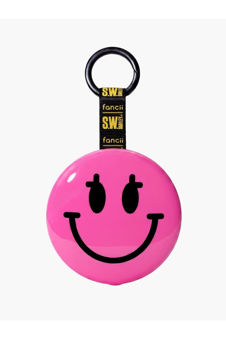 x S.W. Smiley Bag Charm Mirror, Main, color, Pink
