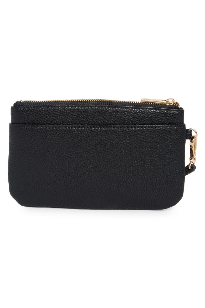 Faux Leather Wristlet with Card Case, Alternate, color, BLACK / GINGHAM BOWS