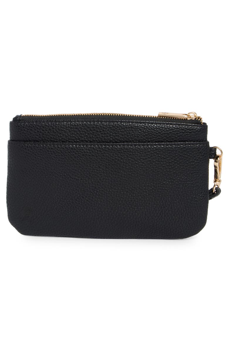 Nanette Lepore Faux Leather Wristlet with Card Case, Alternate, color, Black / Gingham Bows