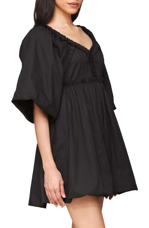 Avec Les Filles Puff Sleeve Bubble Hem Minidress In Black